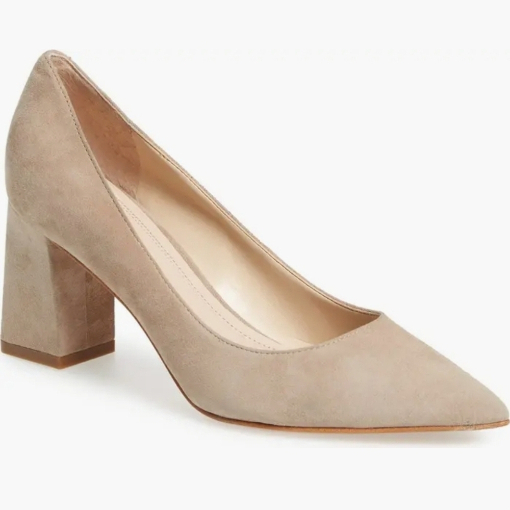 Marc Fisher Zala Suede Beige Tan Block Heel Pumps Sz 6 New SH4